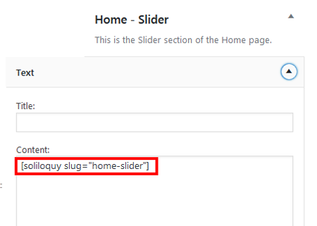 Support Home Slider Widget Area